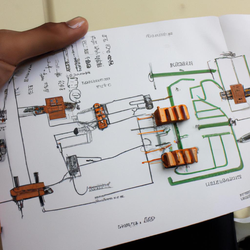 Person holding electrical circuit diagram